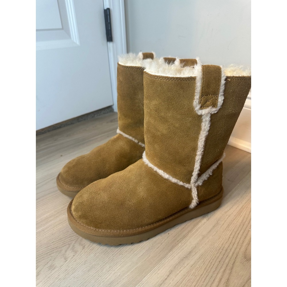 UGG Classic Suede Shearling Mid Calf Boots Chestnut Brown 1098078 Womens 7